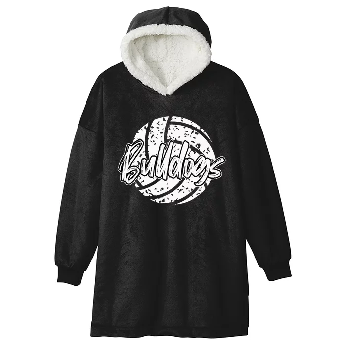 Bulldogs Volleyball School Sports Fan Team Spirit Hooded Wearable Blanket