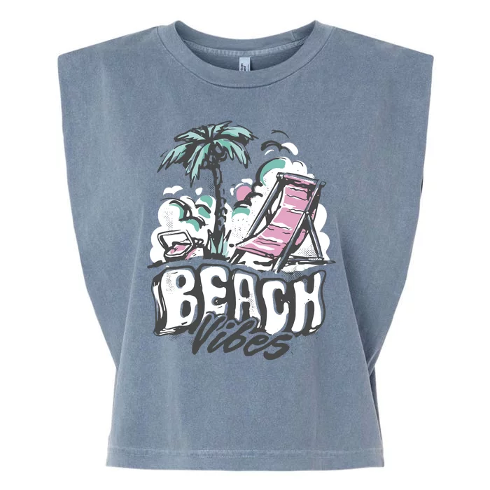 Beach Vibes Summer Garment-Dyed Women's Muscle Tee