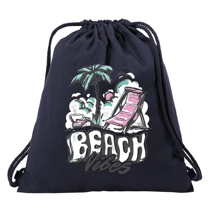 Beach Vibes Summer Drawstring Bag