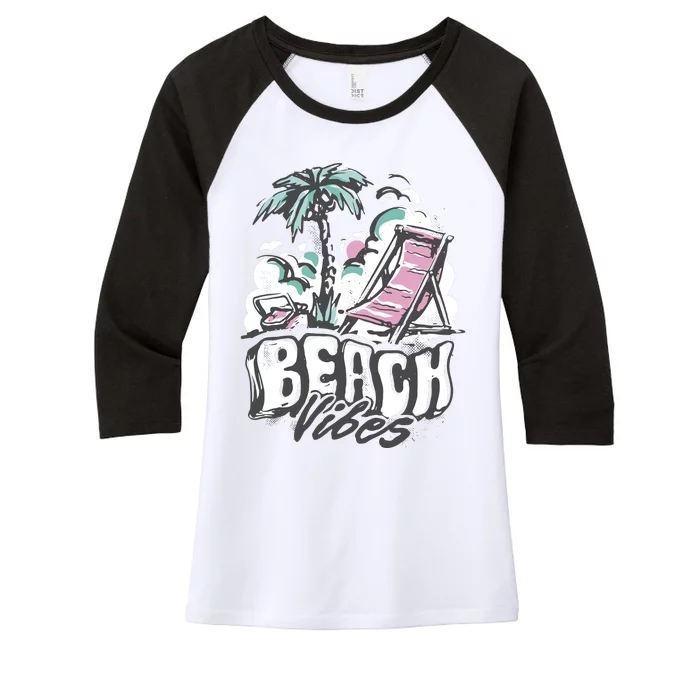 Beach Vibes Summer Women's Tri-Blend 3/4-Sleeve Raglan Shirt