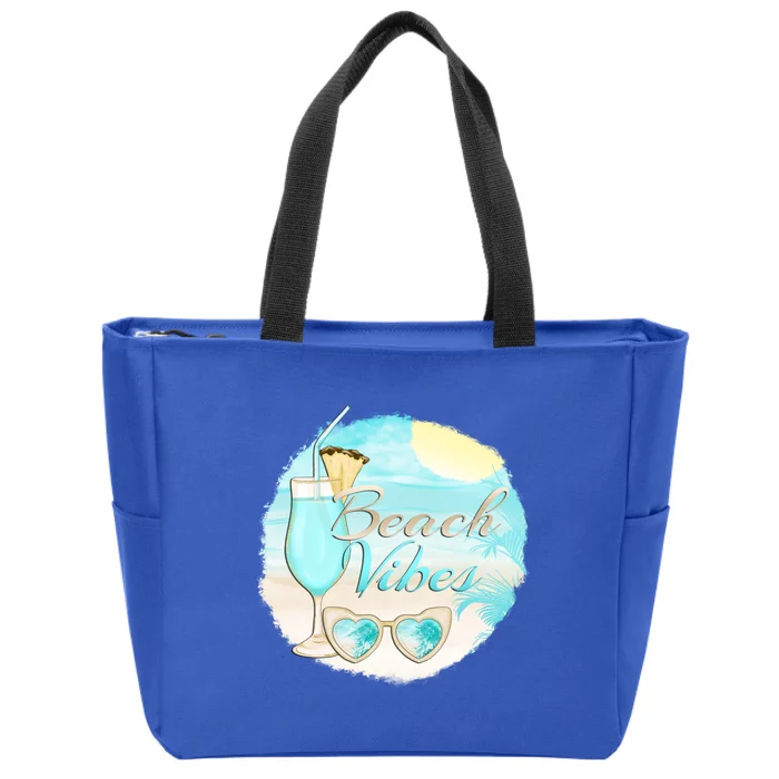 Beach Vibes Summer Vacation Vacay Mode Cute Sun And Gift Zip Tote Bag