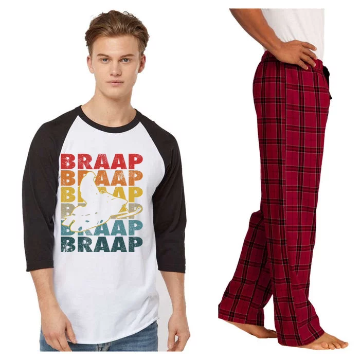 Braaap Vintage Snowmobile Snow Sled Rider Snowmobiling Gift Raglan Sleeve Pajama Set