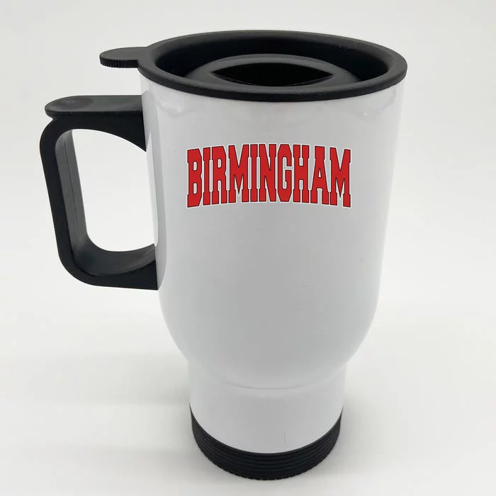 Birmingham Varsity Style Vintage Retro Uk Sports Great Gift Front & Back Stainless Steel Travel Mug