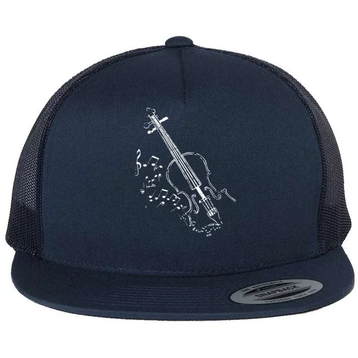 Beautiful Vintage Style Violin Design For Music Lovers Flat Bill Trucker Hat