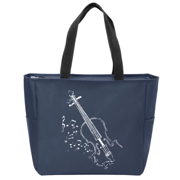 Beautiful Vintage Style Violin Design For Music Lovers Zip Tote Bag