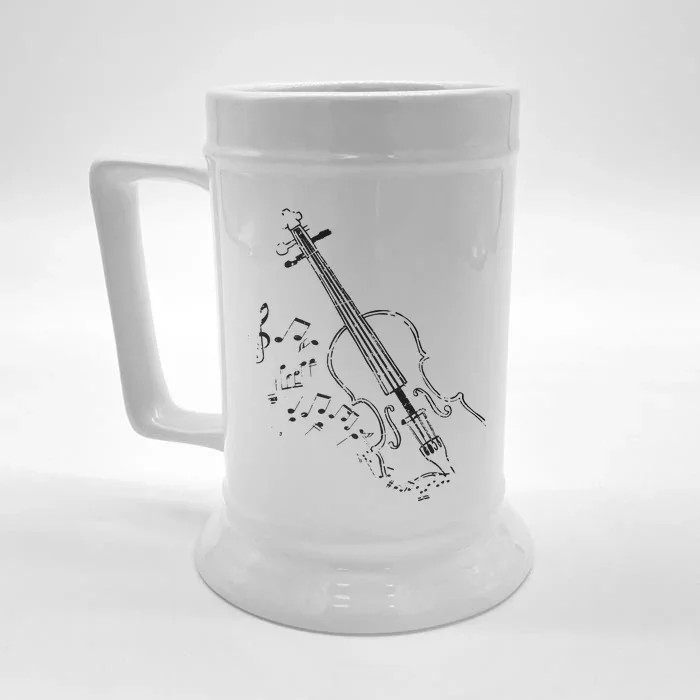 Beautiful Vintage Style Violin Design For Music Lovers Front & Back Beer Stein