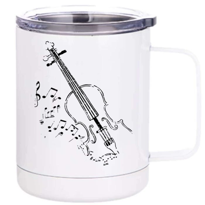 Beautiful Vintage Style Violin Design For Music Lovers Front & Back 12oz Stainless Steel Tumbler Cup