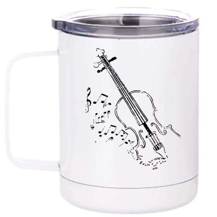 Beautiful Vintage Style Violin Design For Music Lovers Front & Back 12oz Stainless Steel Tumbler Cup