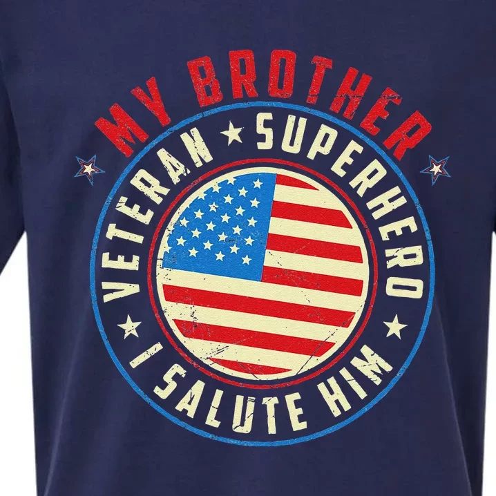 Brother Veteran Superhero I Salute Him Veteran's Day Sueded Cloud Jersey T-Shirt