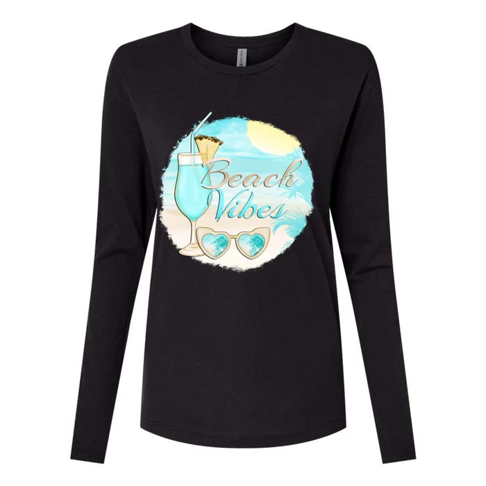 Beach Vibes Summer Vacation Vacay Mode Cute Sun And Cute Gift Womens Cotton Relaxed Long Sleeve T-Shirt