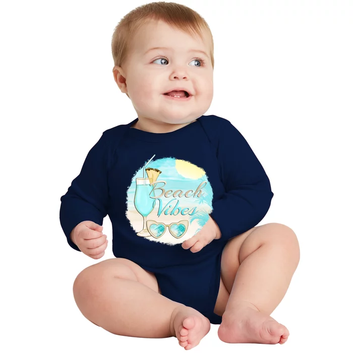 Beach Vibes Summer Vacation Vacay Mode Cute Sun And Cute Gift Baby Long Sleeve Bodysuit