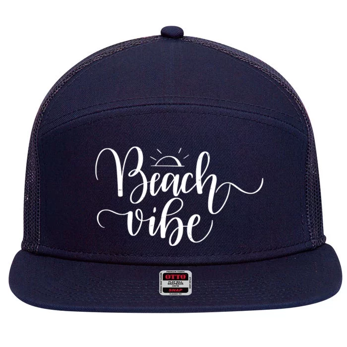 Beach Vibe Summer Fun 7 Panel Mesh Trucker Snapback Hat