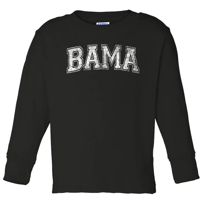 Bama Varsity Style Alabama Pride Flag Toddler Long Sleeve Shirt