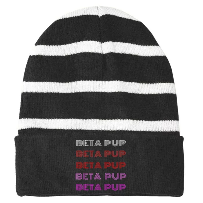 Bdsm Vintage Style Beta Pup G.A.Y Kink Roleplay Striped Beanie with Solid Band