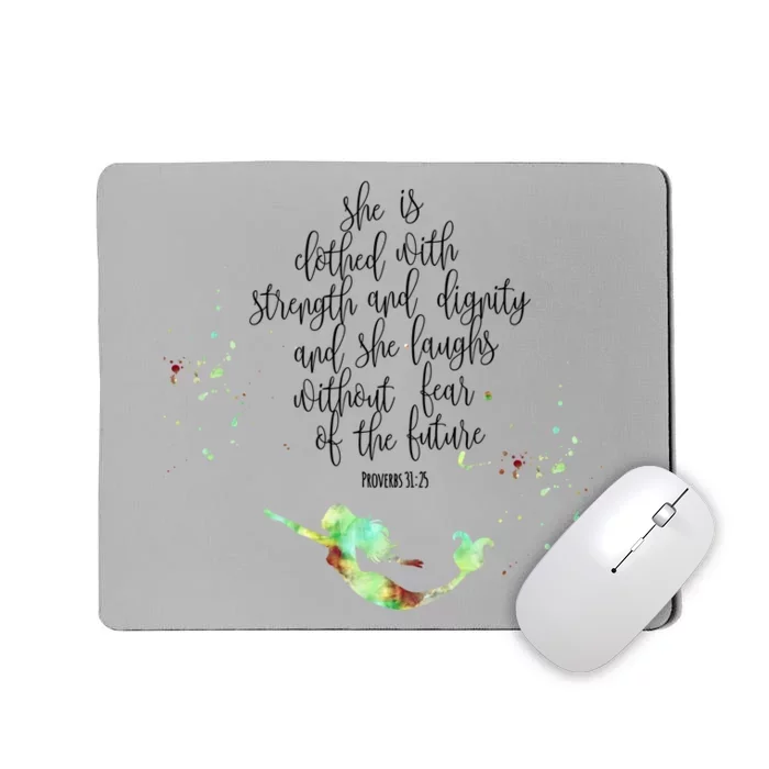 Bible Verse She Is Clothed In Strength And Dignity Mermaid Gift Mousepad