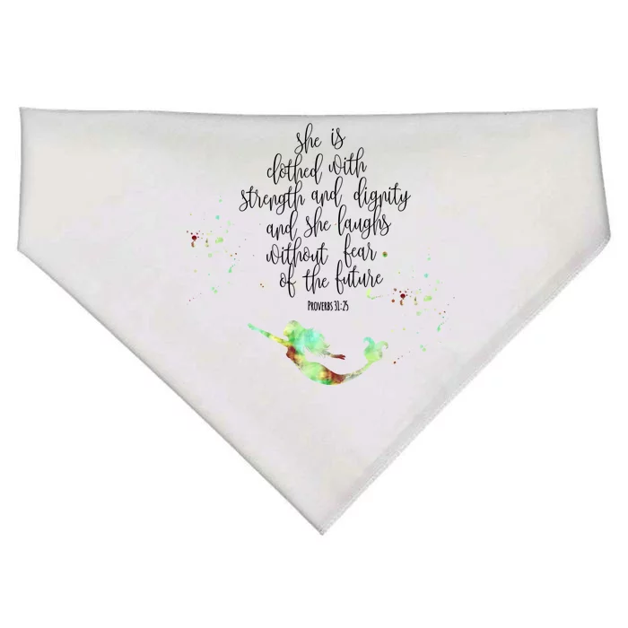 Bible Verse She Is Clothed In Strength And Dignity Mermaid Gift USA-Made Doggie Bandana