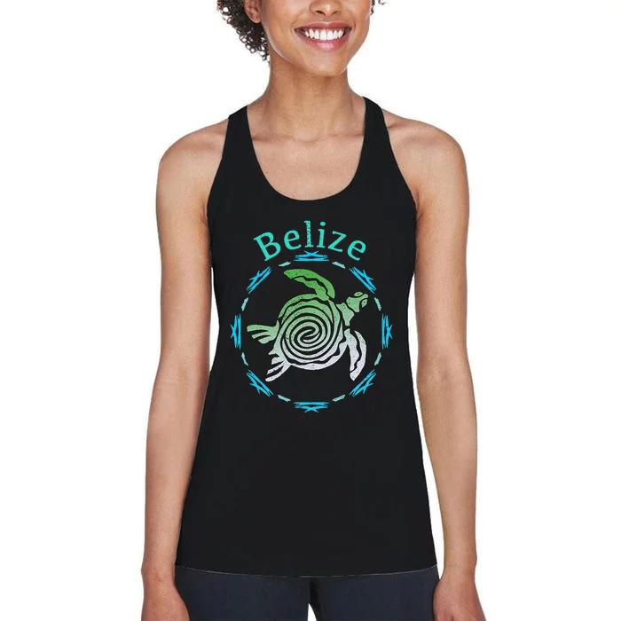 Belize Vintage Tribal Turtle Gift Women's Racerback Tank