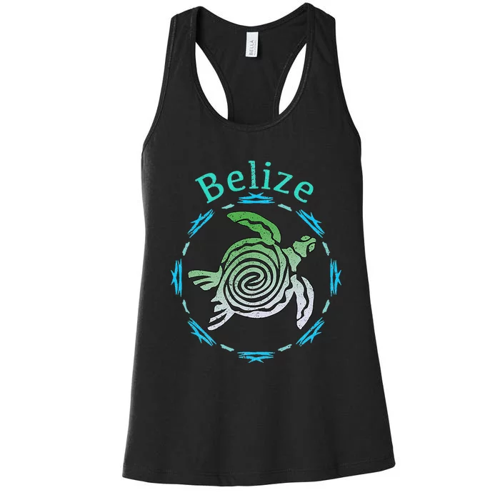 Belize Vintage Tribal Turtle Gift Women's Racerback Tank