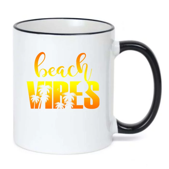 Beach Vibes Tropical Sunset Vacation Black Color Changing Mug