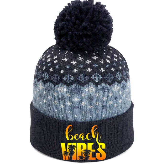 Beach Vibes Tropical Sunset Vacation The Baniff Cuffed Pom Beanie