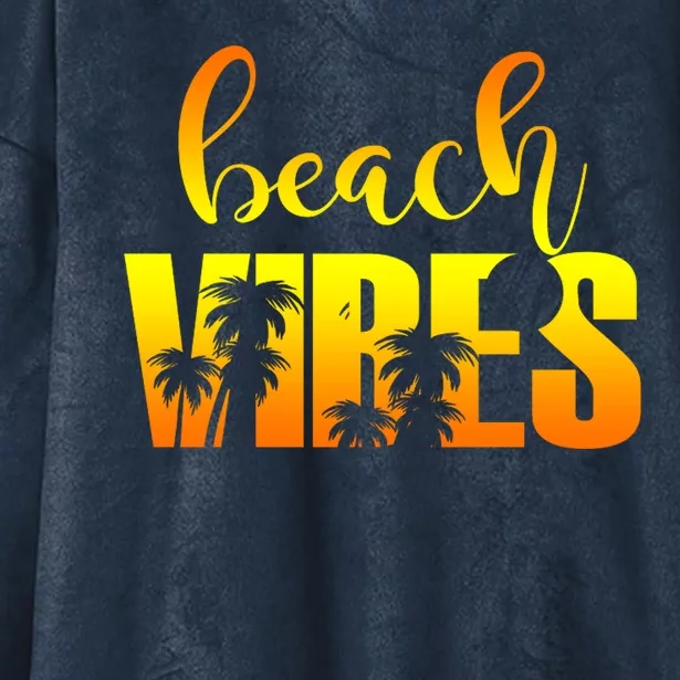 Beach Vibes Tropical Sunset Vacation Hooded Wearable Blanket