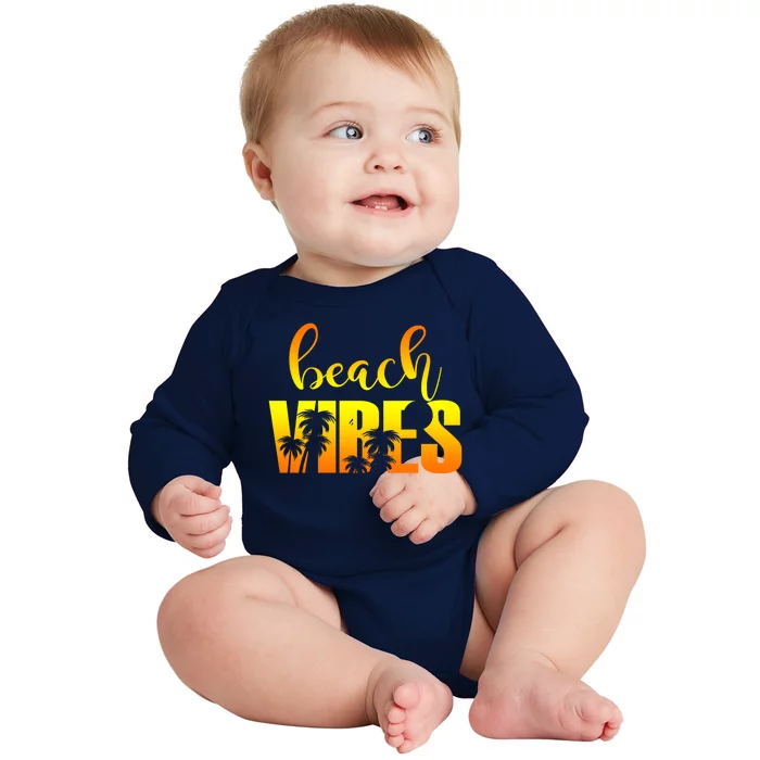 Beach Vibes Tropical Sunset Vacation Baby Long Sleeve Bodysuit