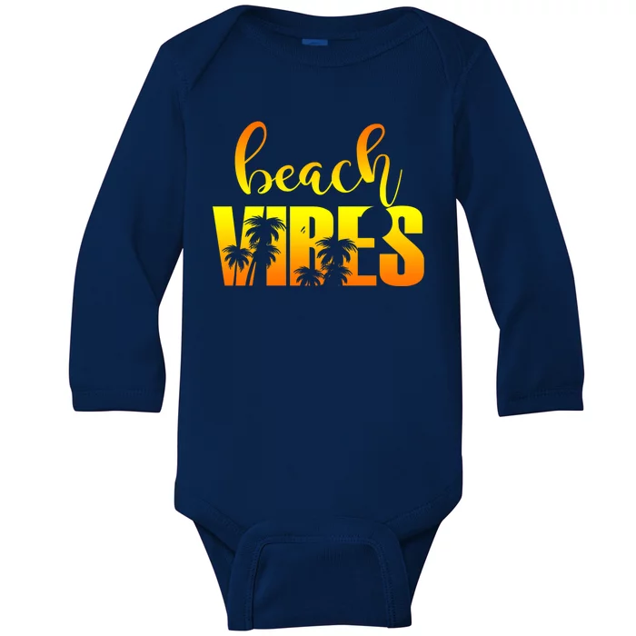 Beach Vibes Tropical Sunset Vacation Baby Long Sleeve Bodysuit