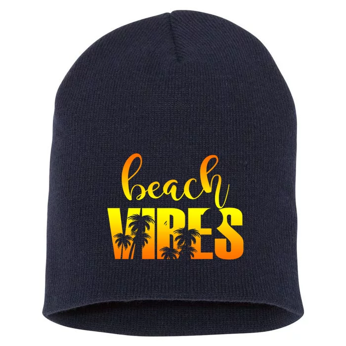 Beach Vibes Tropical Sunset Vacation Short Acrylic Beanie