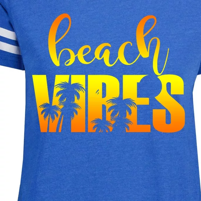 Beach Vibes Tropical Sunset Vacation Enza Ladies Jersey Football T-Shirt