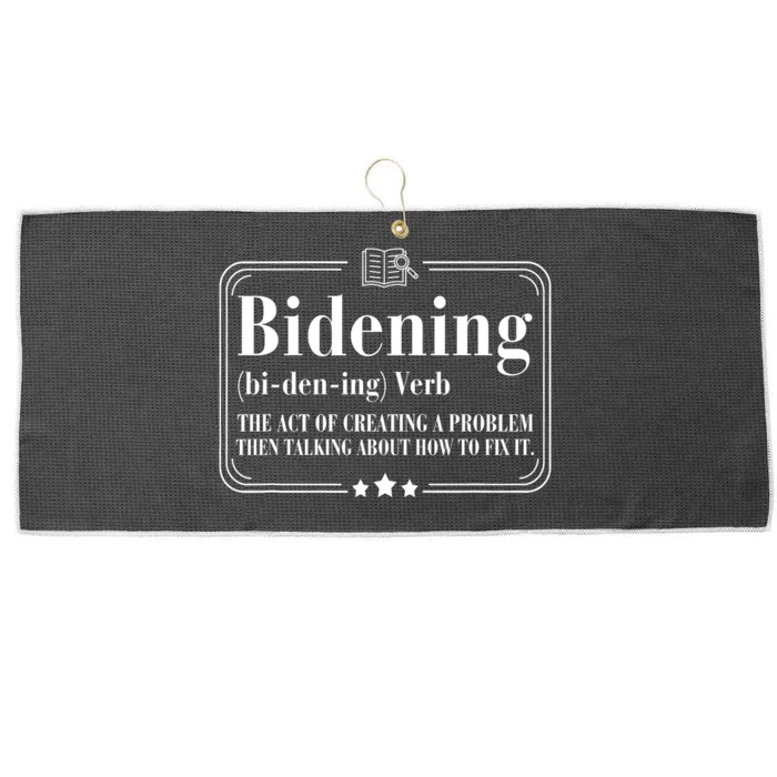 Bidening Verb The Act Of Creating A Problem Large Microfiber Waffle Golf Towel