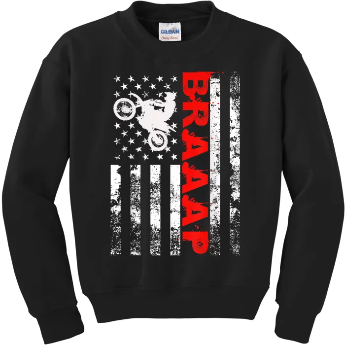 Braaap Vintage USA American Flag Tee Short Sleeve Kids Sweatshirt