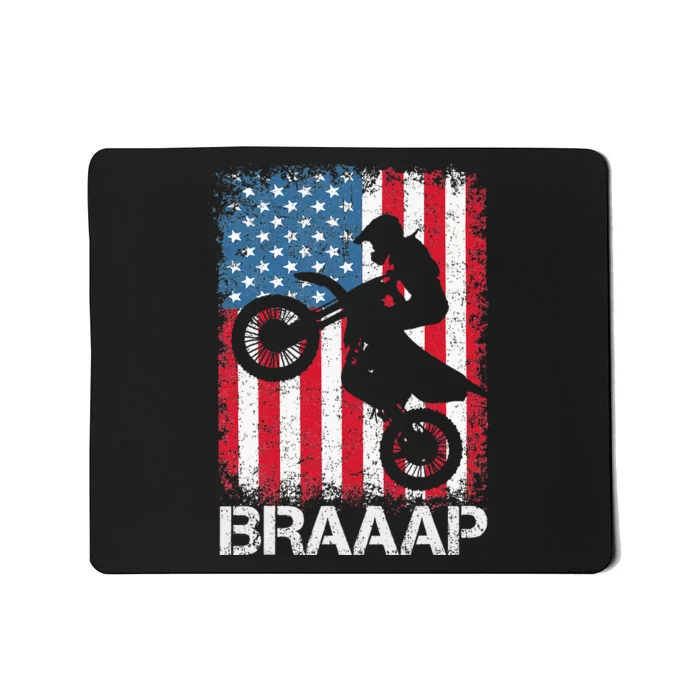 Braaap Vintage USA American Flag Tee Motocross Dirt Bike Mousepad