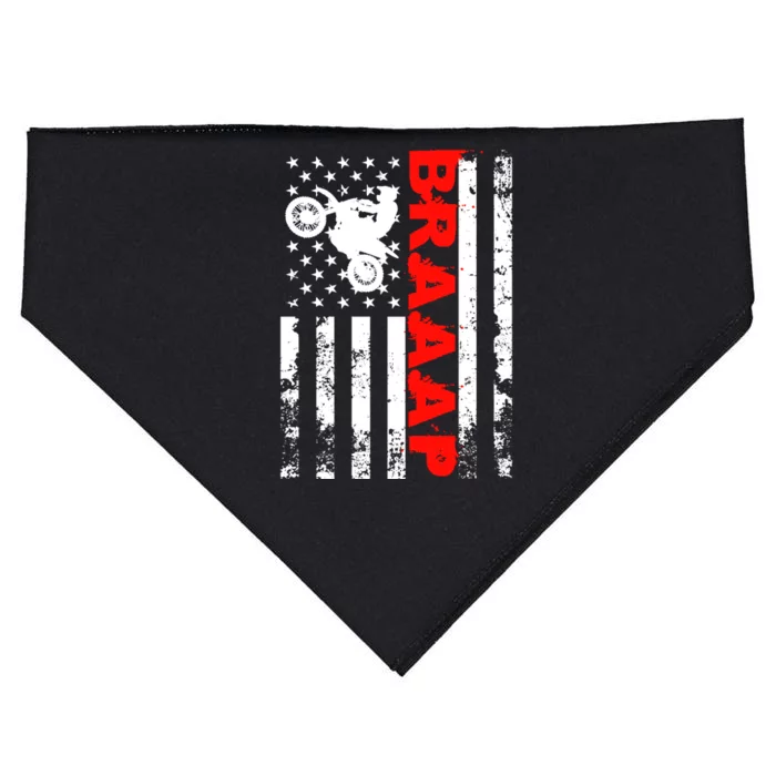 Braaap Vintage USA American Flag Dirt Bike Hoodie USA-Made Doggie Bandana