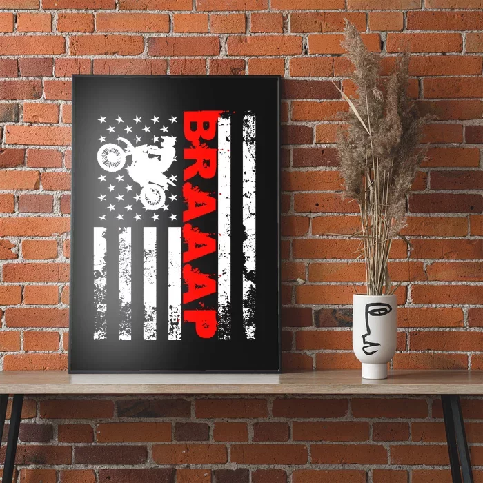 Braaap Vintage USA American Flag Dirt Bike Hoodie Poster