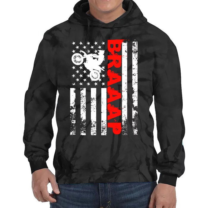 Braaap Vintage USA American Flag Dirt Bike Hoodie Tie Dye Hoodie