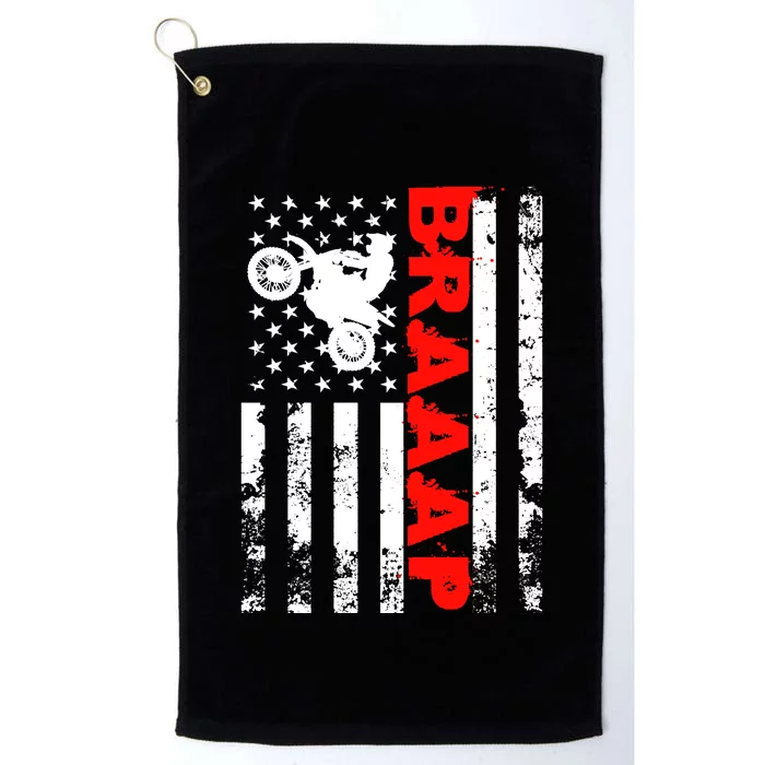 Braaap Vintage USA American Flag Dirt Bike Hoodie Platinum Collection Golf Towel