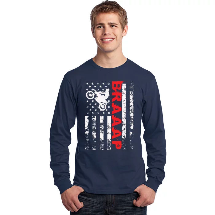 Braaap Vintage USA American Flag Tee Long Sleeve Shirt