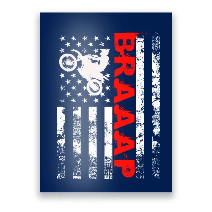 Braaap Vintage Usa American Flag Dirt Bike Cool Gift Poster