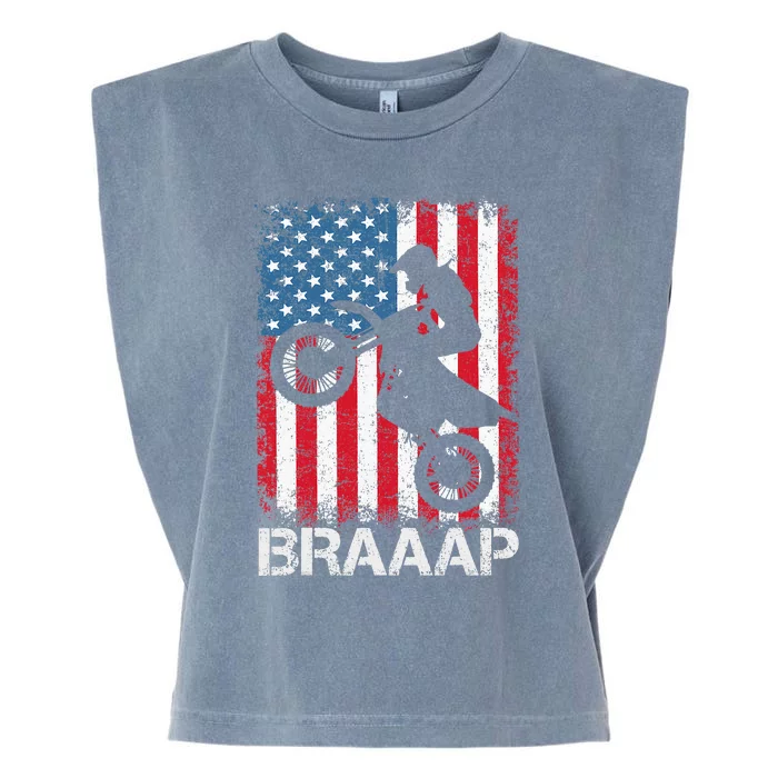 Braaap Vintage Usa American Flag Garment-Dyed Women's Muscle Tee