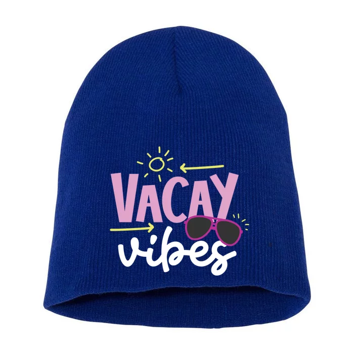 Beach Vacay Vibes Funny Gift Short Acrylic Beanie