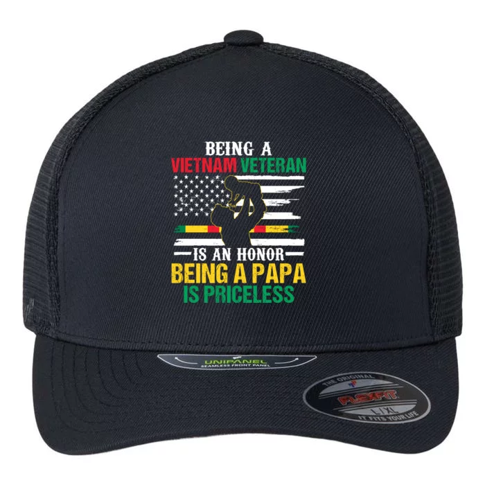 Being Vietnam Veteran Is An Honor Being Papa Is Priceless Gift Flexfit Unipanel Trucker Cap