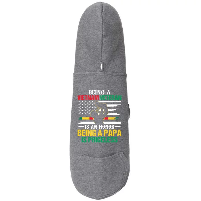 Being Vietnam Veteran Is An Honor Being Papa Is Priceless Gift Doggie 3-End Fleece Hoodie