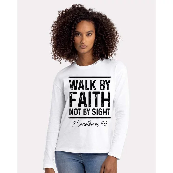 Bible Verse Walk Faith Not By Sight Christian Pastor Womens Cotton Relaxed Long Sleeve T-Shirt