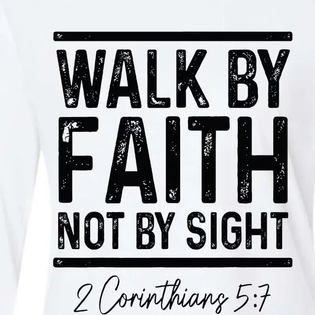 Bible Verse Walk Faith Not By Sight Christian Pastor Womens Cotton Relaxed Long Sleeve T-Shirt