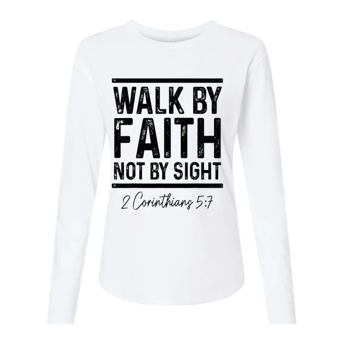 Bible Verse Walk Faith Not By Sight Christian Pastor Womens Cotton Relaxed Long Sleeve T-Shirt