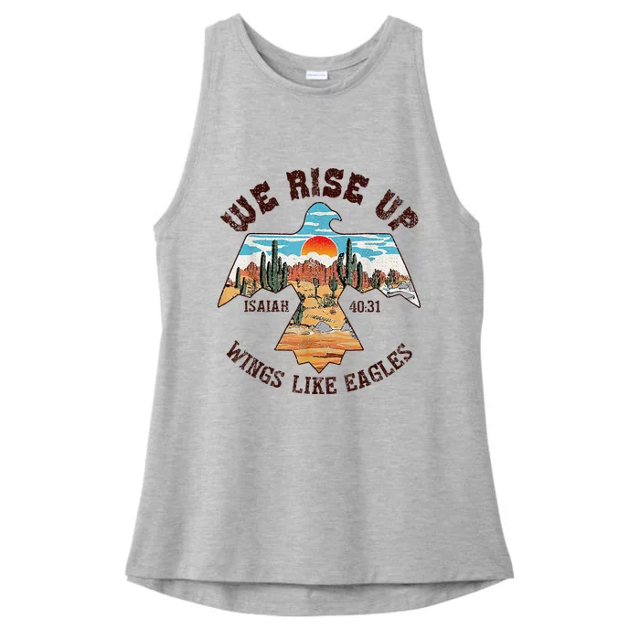 Bible Verse We Rise Up Wings Like Eagles Isaiah 4031 Ladies Tri-Blend Wicking Tank