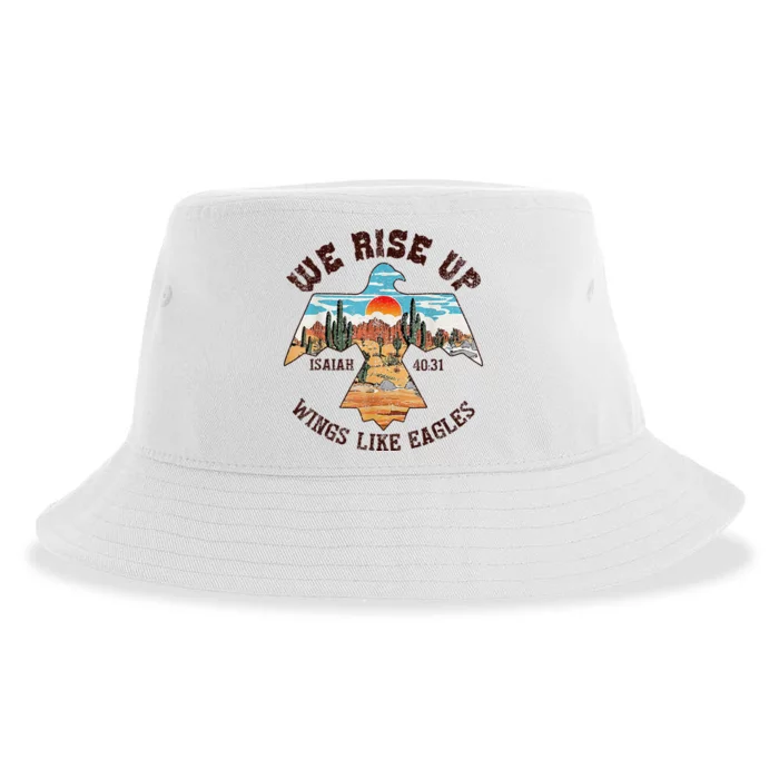 Bible Verse We Rise Up Wings Like Eagles Isaiah 4031 Sustainable Bucket Hat