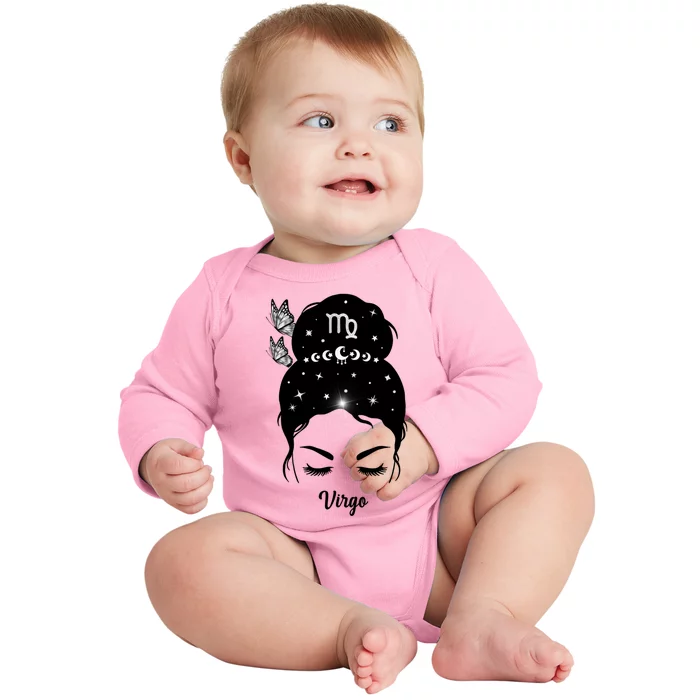 Butterfly Virgo Zodiac Gift Baby Long Sleeve Bodysuit