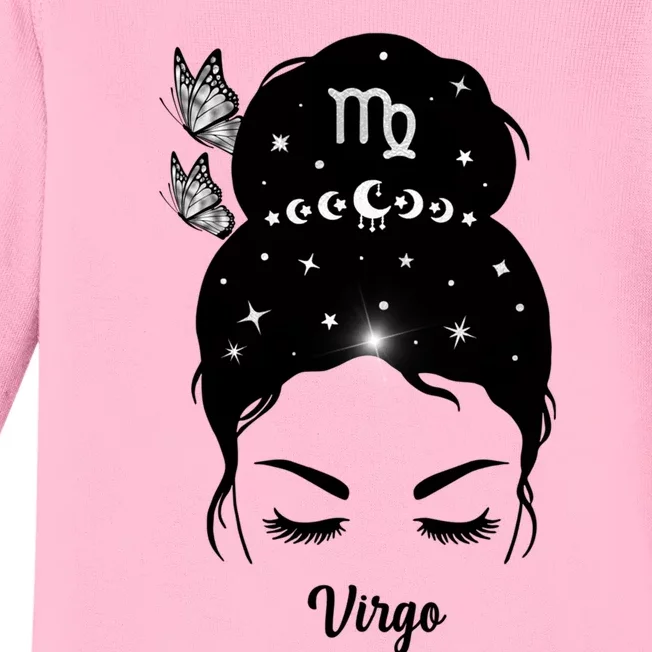 Butterfly Virgo Zodiac Gift Baby Long Sleeve Bodysuit