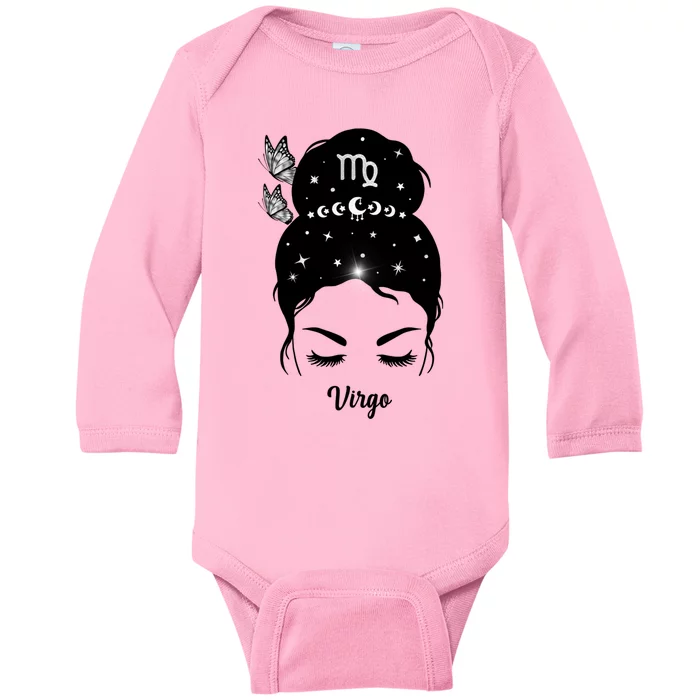 Butterfly Virgo Zodiac Gift Baby Long Sleeve Bodysuit